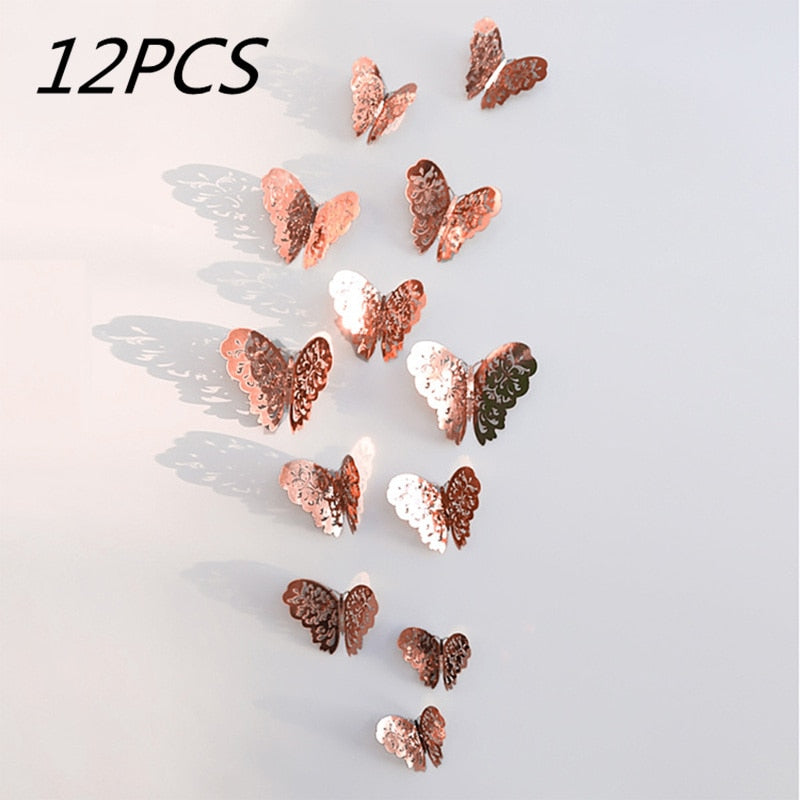 12pcs/lot 3d Effect Crystal Butterflies Wall Sticker Beautiful Butterfly for Kids Room Wall Decals Home Decoration On the Wall