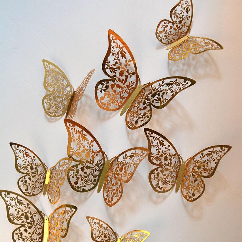 12pcs/lot 3d Effect Crystal Butterflies Wall Sticker Beautiful Butterfly for Kids Room Wall Decals Home Decoration On the Wall - GoJohnny437