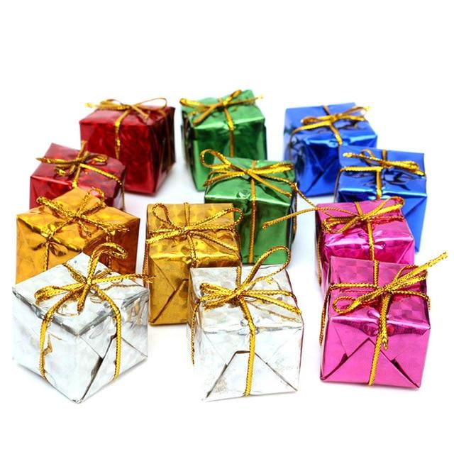 12pcs/lot Christmas Tree Hanging Decor Mini Square Foam Gift Box Pendants Kids Ornaments Xmas Party Decoration