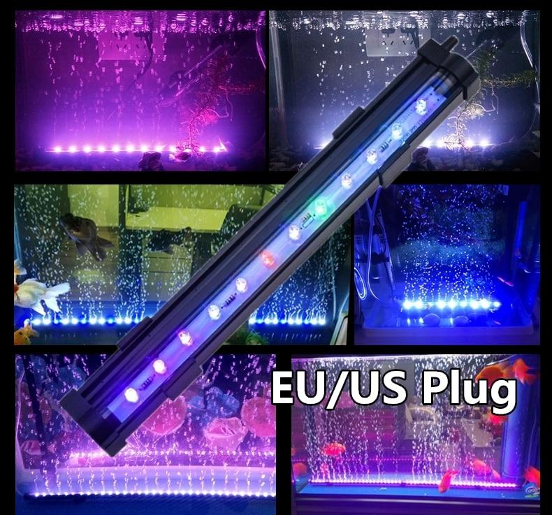 15-35CM Aquarium Fish Tank LED Bubble Light Diving Light Colorful Light Waterproof Strip Light Lamp EU US Plug Free Shipping - GoJohnny437