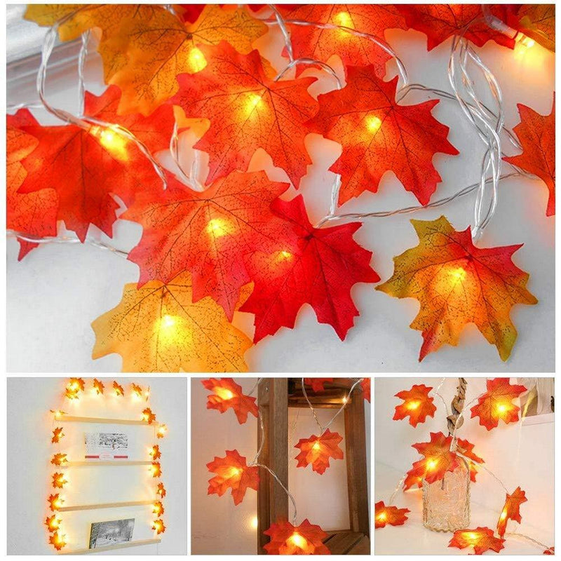1.5/2/3M DIY LED Lights Autumn Artificial Maple Leaf Shaped Fall LED String Lights Party Birthday Christmas Decorations for Home - GoJohnny437