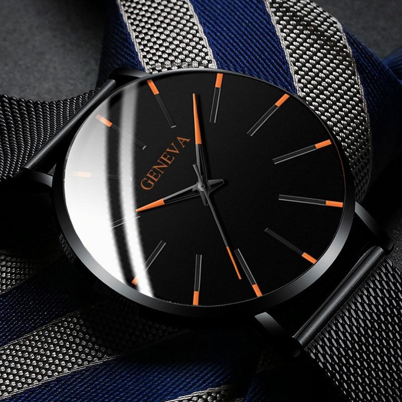 2020 Minimalist Men's Fashion Ultra Thin Watches Simple Men Business Stainless Steel Mesh Belt Quartz Watch Relogio Masculino - GoJohnny437