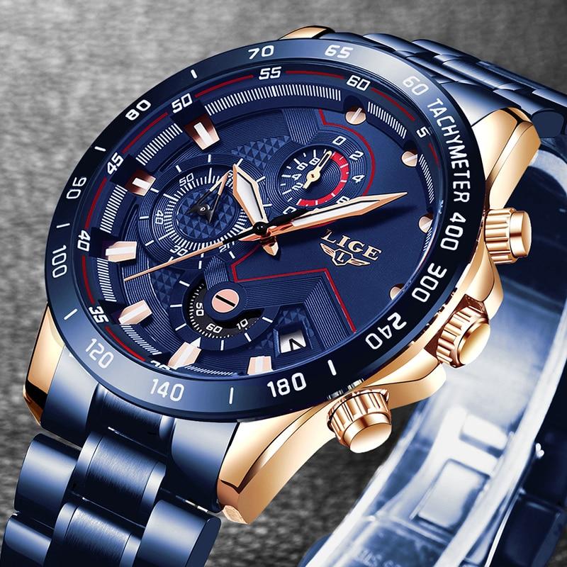 2020 New Fashion Mens Watches with Stainless Steel Top Brand Luxury Sports Chronograph Quartz Watch Men - GoJohnny437