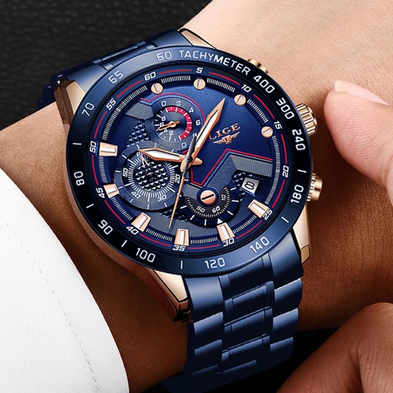 2020 New Fashion Mens Watches with Stainless Steel Top Brand Luxury Sports Chronograph Quartz Watch Men - GoJohnny437
