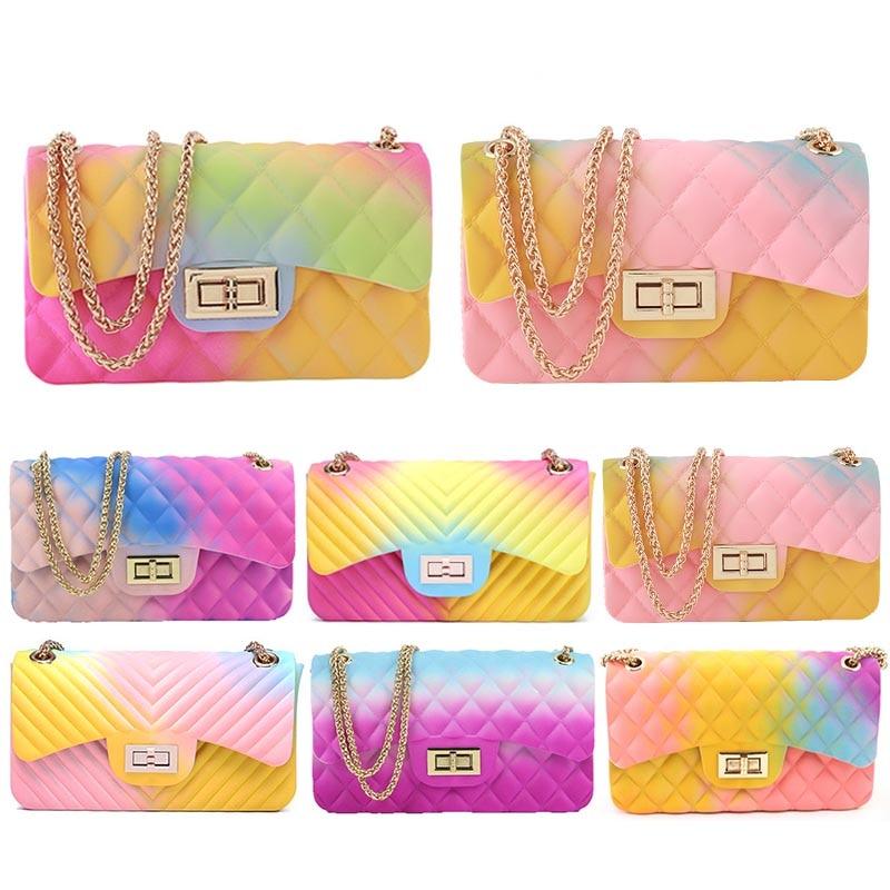 2020 New Fashion Women Ladies Jelly Chain Bag Women's Rainbow PVC Bag Shoulder Bag Handbag - GoJohnny437