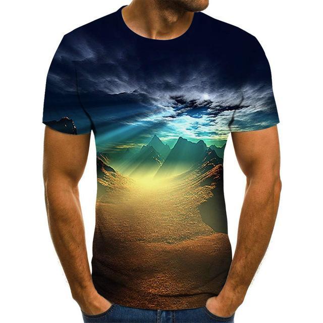 2020 New Men 3D T-shirt Casual Short Sleeve O-Neck Fashion Nature Printed t shirt Men Tees - GoJohnny437