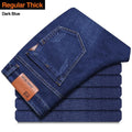 2020 Spring and Summer New Men Thin Jeans Business Casual Stretch Slim Denim Pants Light Blue Black Trousers Male Brand - GoJohnny437