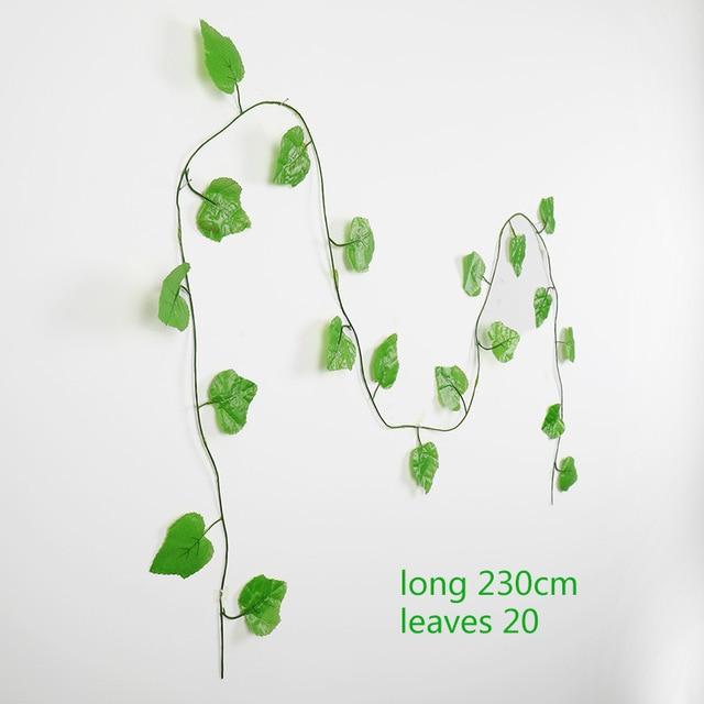 230cm green silk artificial Hanging ivy leaf garland plants vine leaves 1Pcs diy For Home Bathroom Decoration Garden Party Decor - GoJohnny437