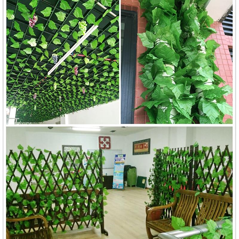 230cm green silk artificial Hanging ivy leaf garland plants vine leaves 1Pcs diy For Home Bathroom Decoration Garden Party Decor - GoJohnny437