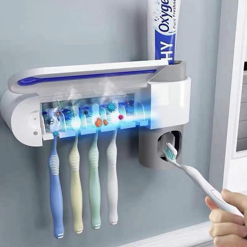 3 in 1 UV Toothbrush Holder Sterilizer Automatic Toothpaste Squeezer Dispenser For Toilet Home Bathroom Accessories Sets - GoJohnny437
