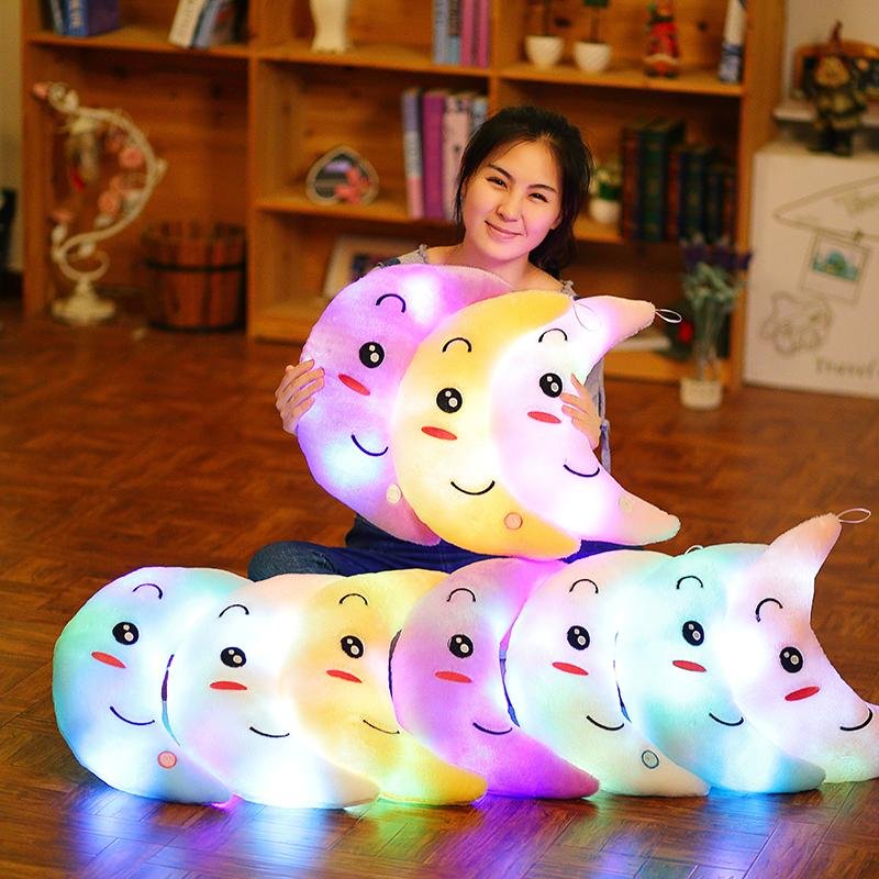 34CM Creative Toy Luminous Pillow Soft Stuffed Plush Glowing Colorful Stars Cushion Led Light Toys Gift For Kids Children Girls - GoJohnny437