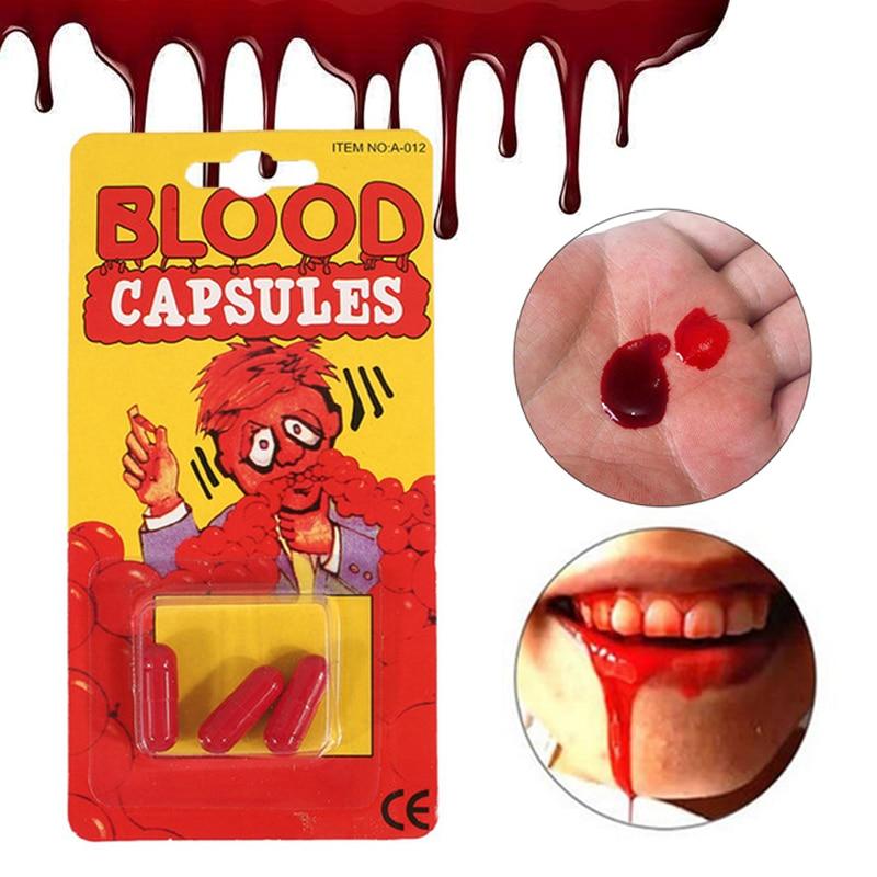3/9 fake blood pill vampire capsules Halloween role-playing props April Fools Day Halloween decoration fake blood prank toys - GoJohnny437