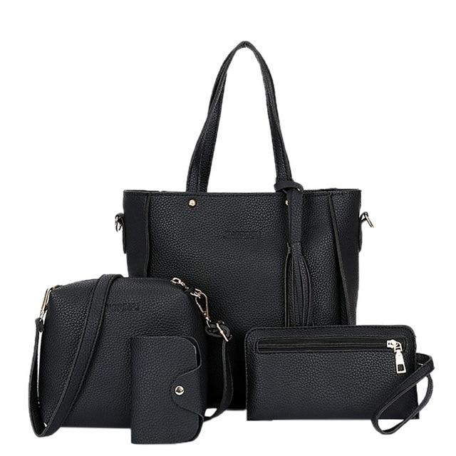 4pcs Women Lady Fashion Handbag Shoulder Bags Tote Purse Messenger Satchel Set LX9F - GoJohnny437