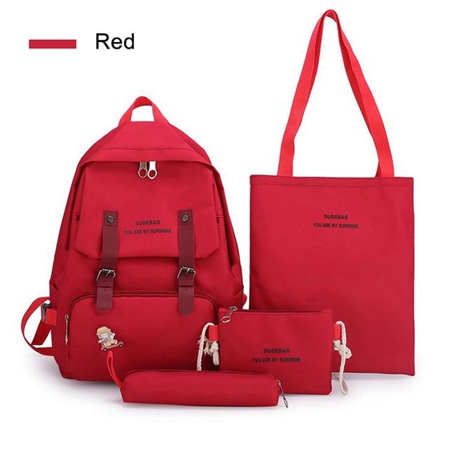 5 Piece Set High School backpack Bags for Teenage Girls 2020 Canvas Travel Backpack Women Bookbags Teen Student Schoolbag - GoJohnny437