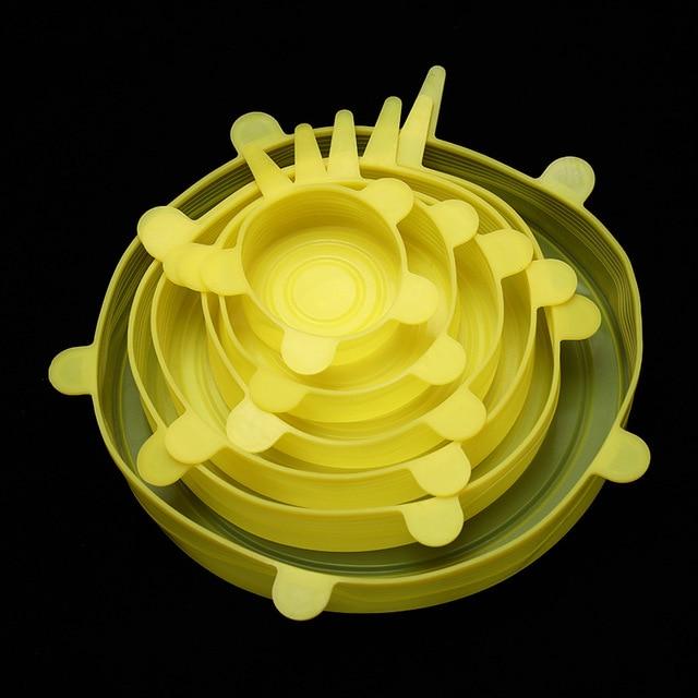 6 Pcs/Set Food Silicone Cover Universal Silicone Lids For Cookware Bowl Pot Reusable Stretch Lids Kitchen Accessories - GoJohnny437