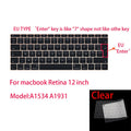 For Apple Macbook pro13/11Air 13/15 Retina12 inch All series silicone keyboard cover case transparent clear protecter film EU/US
