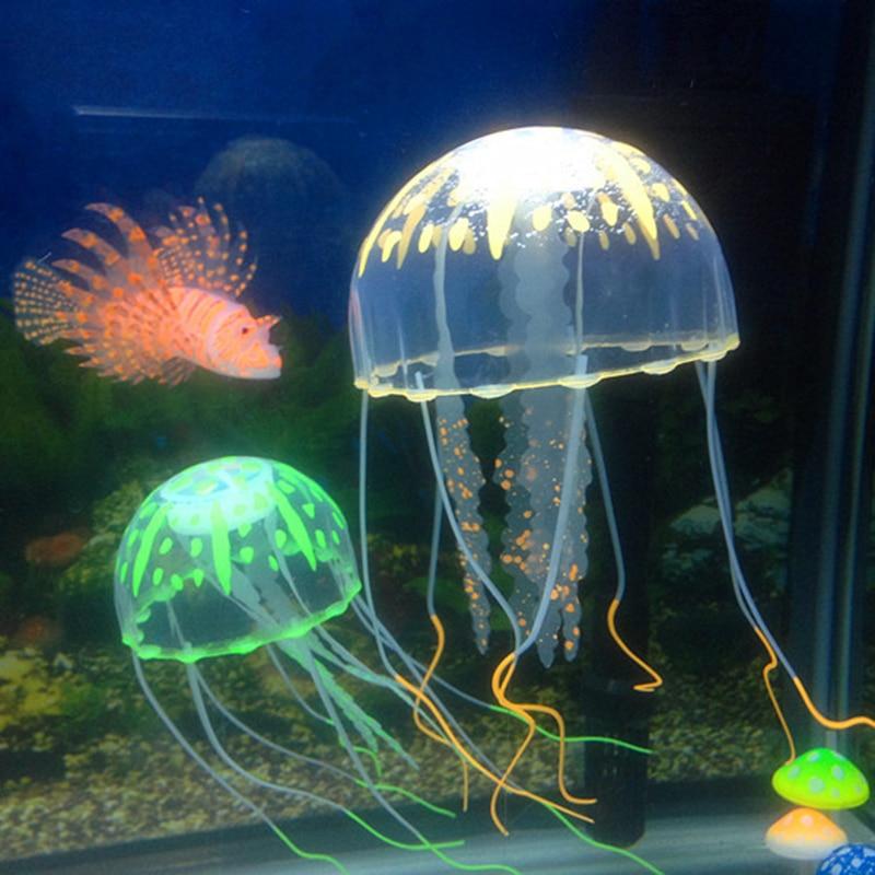 Aquarium Jellyfish Ornament Decor Glowing Effect Fish Tank Decoration Aquatic Pet Supplies Home Accessories - GoJohnny437