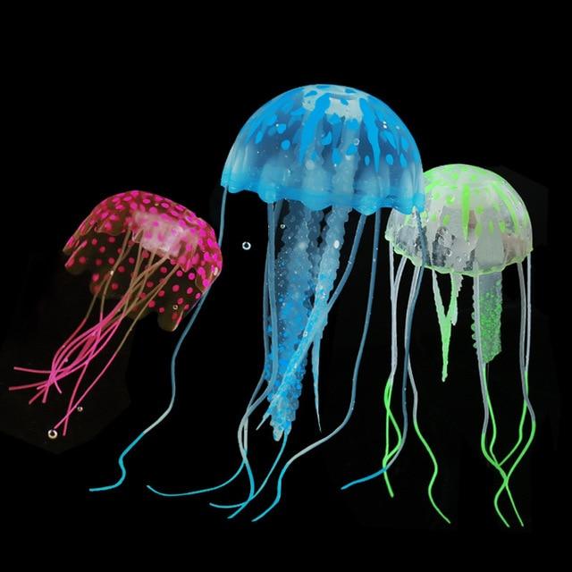 Aquarium Jellyfish Ornament Decor Glowing Effect Fish Tank Decoration Aquatic Pet Supplies Home Accessories - GoJohnny437
