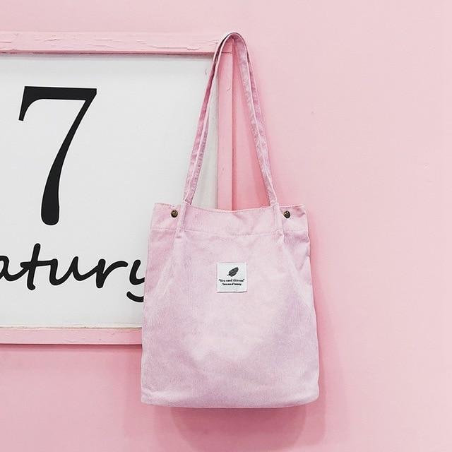 Bags for Women New Corduroy Shoulder Bag Reusable Shopping Bags Casual Tote Female Bucket Shoulder Handbags Ladies Beach Bag - GoJohnny437