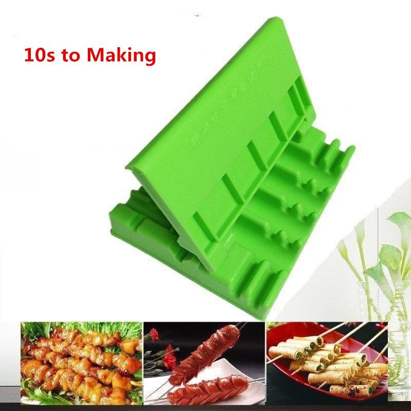 Barbecue Stringer Skewers Kebab Maker Box Machine Beef Meat Vegetable String Grill Barbecue Kitchen Accessories BBQ Gadget - GoJohnny437