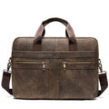 Briefcase messenger bag men's genuine leather laptop bag men's briefcases office business tote - GoJohnny437