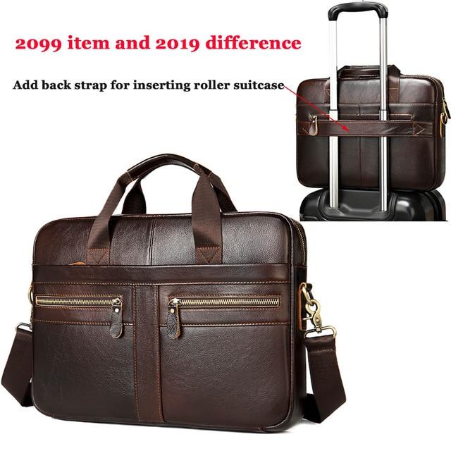Briefcases Men's Bag Genuine Leather Messenger Bags Laptop Bag Leather Briefcase Office Bags - GoJohnny437
