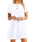 Casual Boho Beach Dresses Womens O-Neck Party Summer Dress Short Sleeve Loose Mini Dress - GoJohnny437