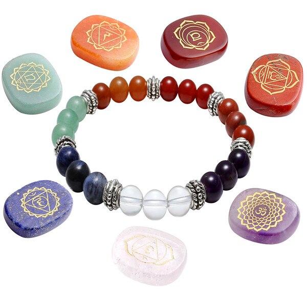 Chakra Natural Stone Bracelet Gem Stones Reiki Healing Bracelets OM Lotus Chakra Yoga Balance Energy Bracelets Jewelry - GoJohnny437