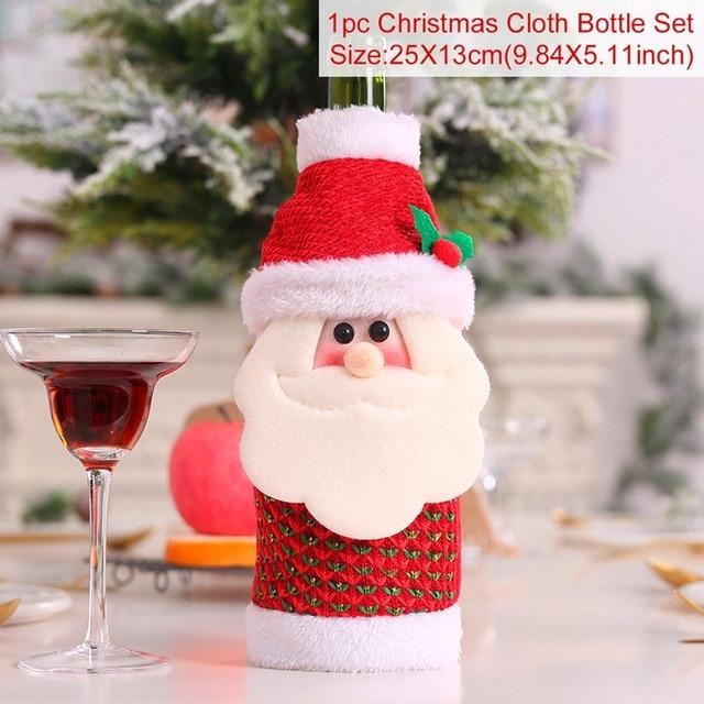 Christmas Wine Bottle Cover Merry Christmas Decor For Home Natal Noel Christmas Table Decor Xmas Gift Happy New Year - GoJohnny437