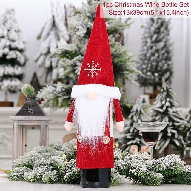 Christmas Wine Bottle Cover Merry Christmas Decor For Home Natal Noel Christmas Table Decor Xmas Gift Happy New Year - GoJohnny437