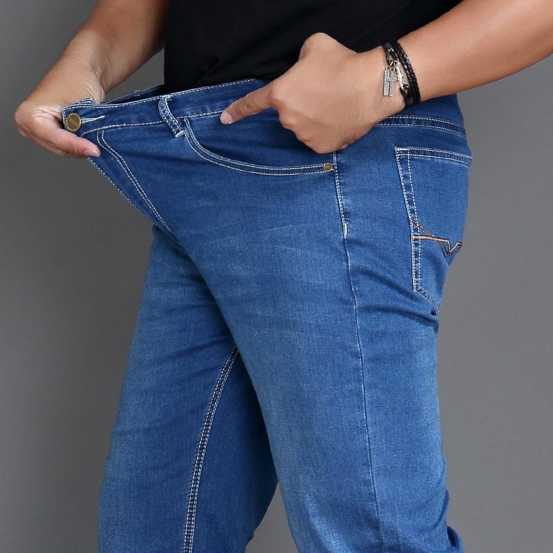 Classic Regular Fit Thin Stretch Jean Pants High Waisted Men 2020 Denim Man Plus Size 40 42 44 46 Mens Trousers - GoJohnny437