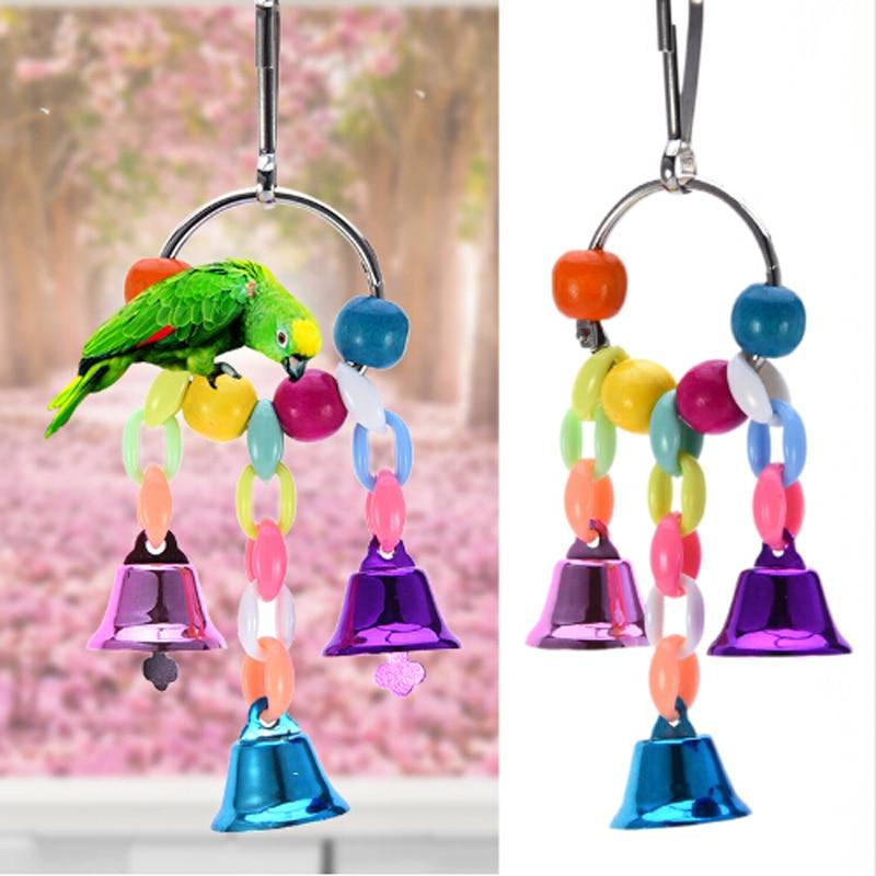 Colorful Beads Bells Parrots Toys Bird Accessories For Pet Toy Swing Stand Budgie Parakeet Cage Pet Bird Parrot Chew Swing Toys - GoJohnny437