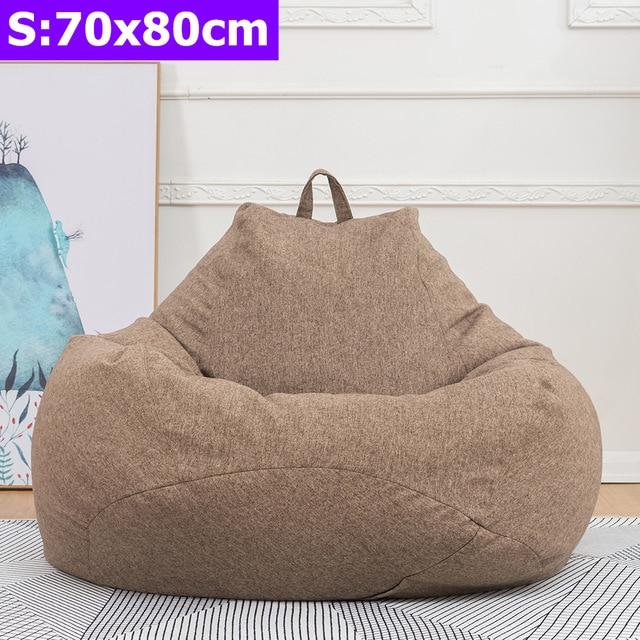 Comfortable Lazy Sofas Cover Chairs without Filler Linen Cloth Lounger Seat Bean Bag Pouf Puff Couch Tatami Living Room S/M/L - GoJohnny437