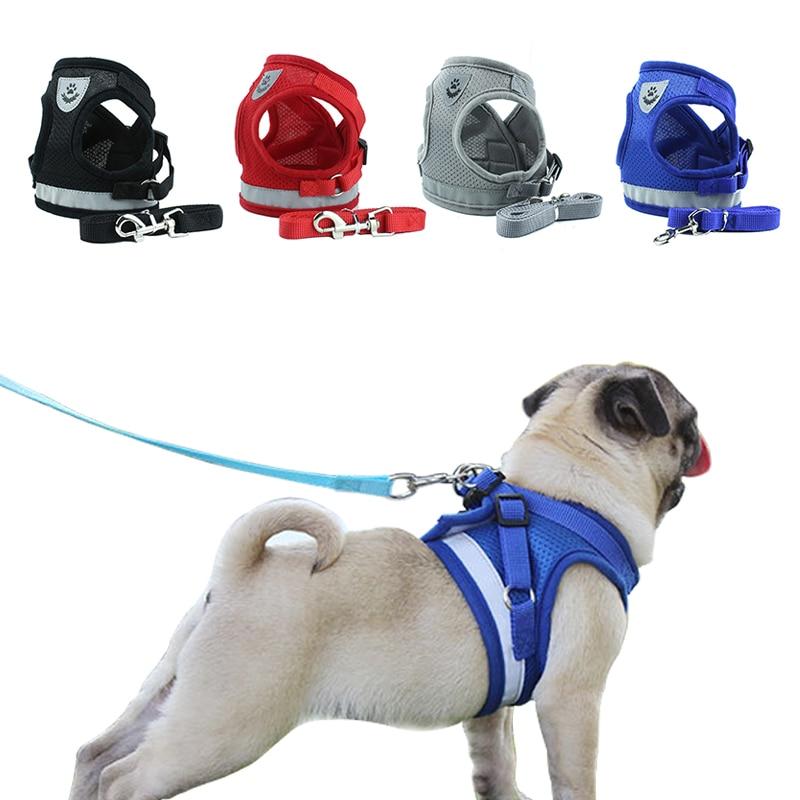 Dog Harness with Leash Summer Pet Adjustable Reflective Vest Walking Lead for Puppy Polyester Mesh Harness for Small Medium Dog - GoJohnny437