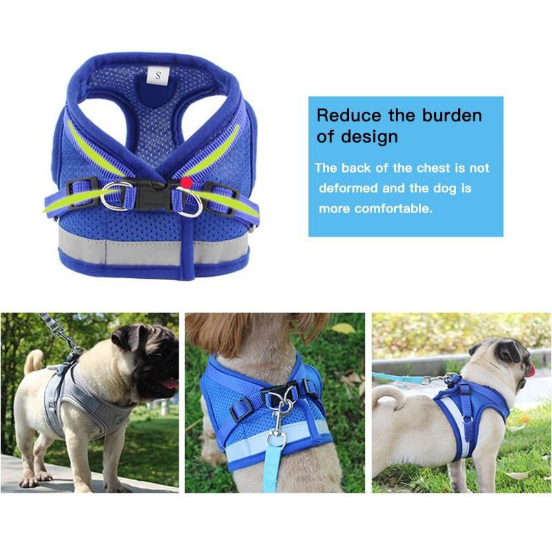 Dog Harness with Leash Summer Pet Adjustable Reflective Vest Walking Lead for Puppy Polyester Mesh Harness for Small Medium Dog - GoJohnny437