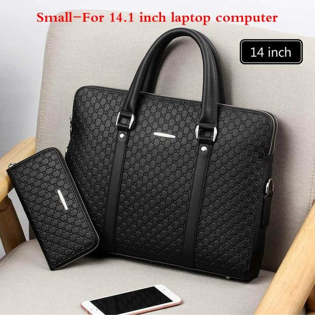 Double Layers Men's Leather Business Briefcase Casual Man Shoulder Bag Messenger Bag Male Laptops Handbags Men Travel Bags - GoJohnny437
