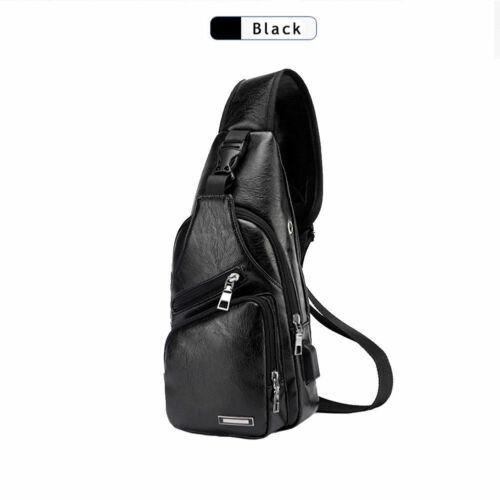 Fashion Men's Leather Sling Pack Chest Shoulder Crossbody Bag Biker Satchel Men Briefcases - GoJohnny437