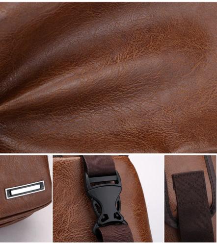 Fashion Men's Leather Sling Pack Chest Shoulder Crossbody Bag Biker Satchel Men Briefcases - GoJohnny437