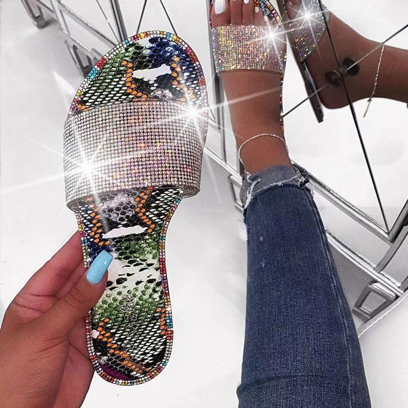 Glitter Slippers Women Summer Sandals Fashion Bling Female Candy Color Flip Flops Beach Diamond Flat Shoes Outdoor Sandals - GoJohnny437