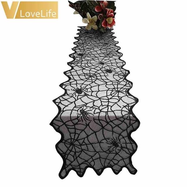 Halloween Decoration Lamp Shades Multifunction Black Lace Spider Web Fireplace Mantle Scarf Landshade Topper Halloween ornaments - GoJohnny437