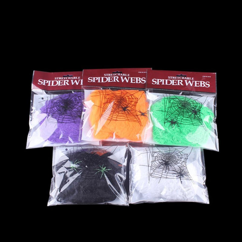 Halloween Scary Party Scene Props White Stretchy Cobweb Spider Web Horror Halloween Decoration For Bar Haunted House - GoJohnny437