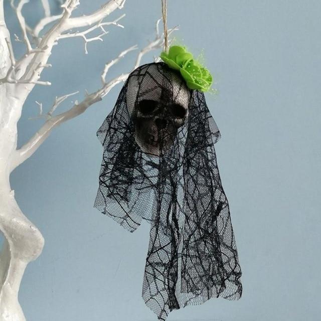 Halloween Skull Hanging Ornaments Foam Skull Bride Clothes Bone Head Scene Layout Props Home Decorations Festival Party Supplies - GoJohnny437