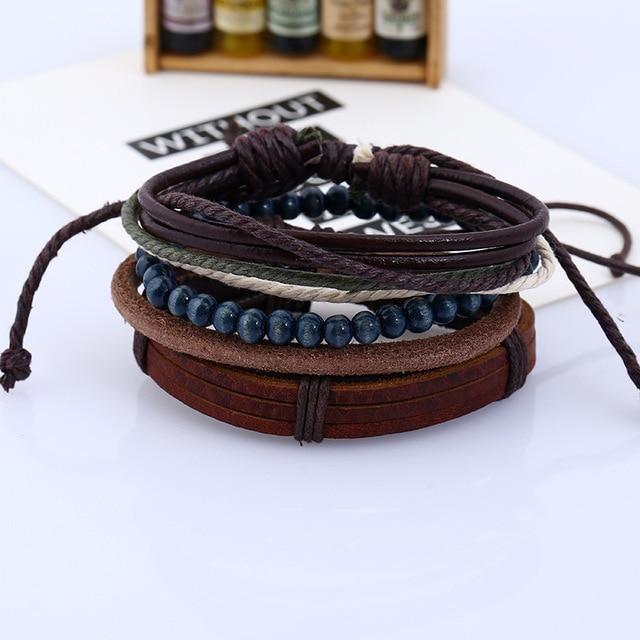 Handmade Weave Vintage Boho Gypsy Hippie Cuff Beads Leather Infinity Charm Male Men Bracelets Women Female Jewelry - GoJohnny437