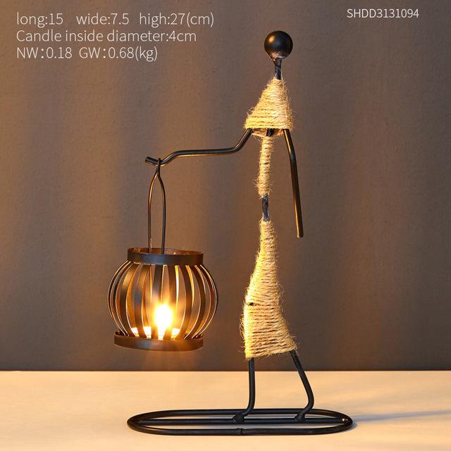 Home decoration accessories Creative Candle Holder Iron Kitchen Restaurant Romantic Candlestick Christmas Halloween Bar Party - GoJohnny437