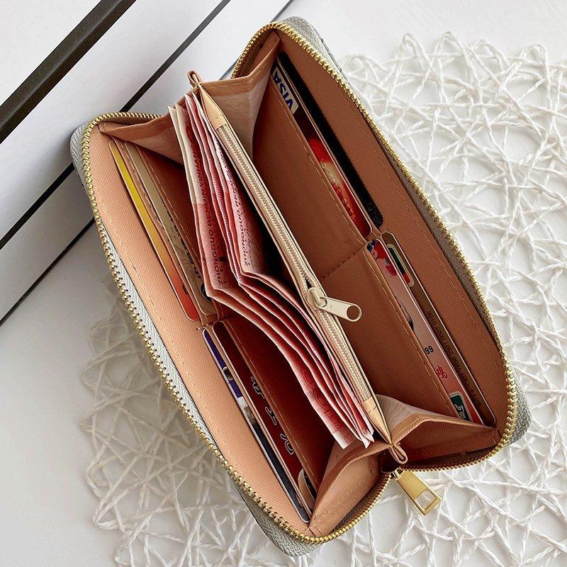 Hot Sale Women Weave Wallet Wrist Handle Phone Case Long Section Money Pocket Pouch Handbag Women Purse Card Holder Wallet - GoJohnny437