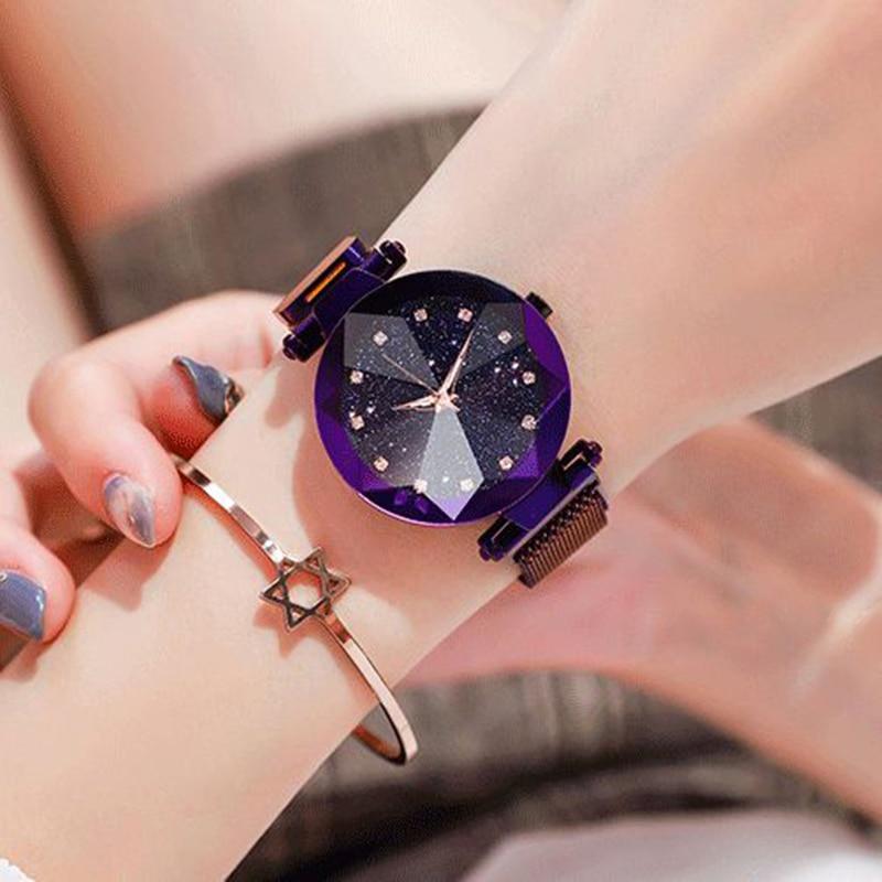 Ladies Magnetic Starry Sky Clock Luxury Women Watches Fashion Diamond Female Quartz Wrist watches - GoJohnny437