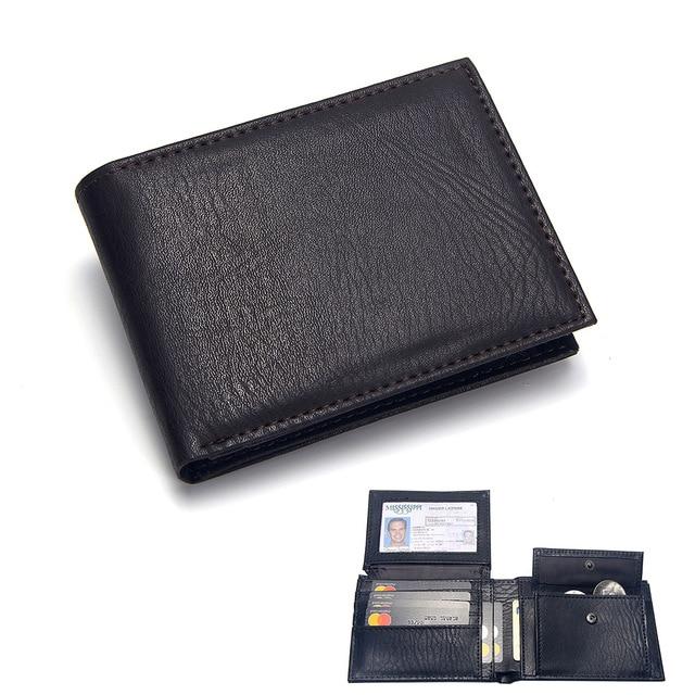 Luxury Men's Wallet Leather Solid Slim Wallets Men Pu Leather Bifold Short Credit Card Holders Coin Purses Business Purse Male - GoJohnny437