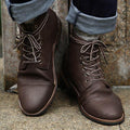 Masorini Men Leather Lace-up Men Shoes High Quality Men Vintage Military Boots Autumn Winter Plus - GoJohnny437