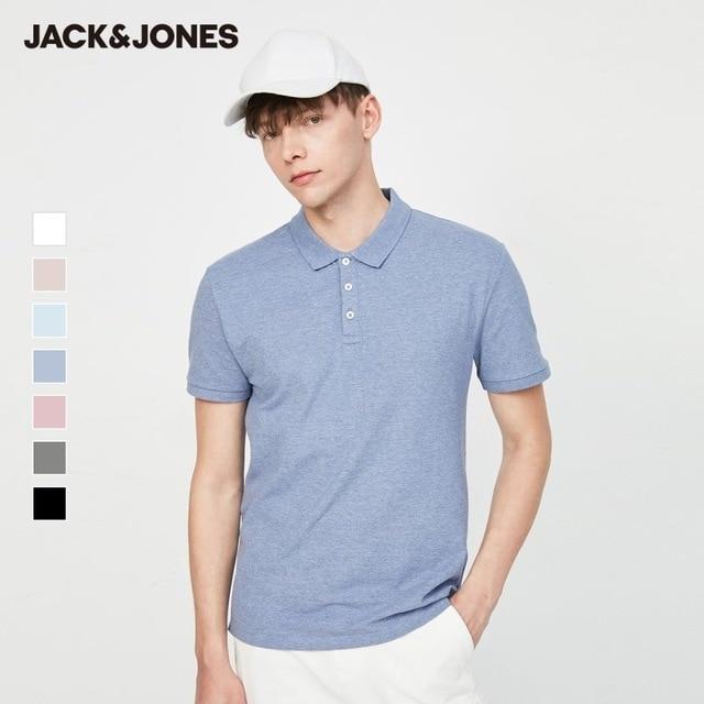 Men's Basic Solid Color Cotton Turn-down Collar Polo Shirt JackJones Menswear - GoJohnny437