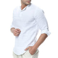 Men's Long Sleeve Shirts Cotton Linen Casual Breathable Comfortable Shirt Fashion Style Solid Male Loose Shirts - GoJohnny437